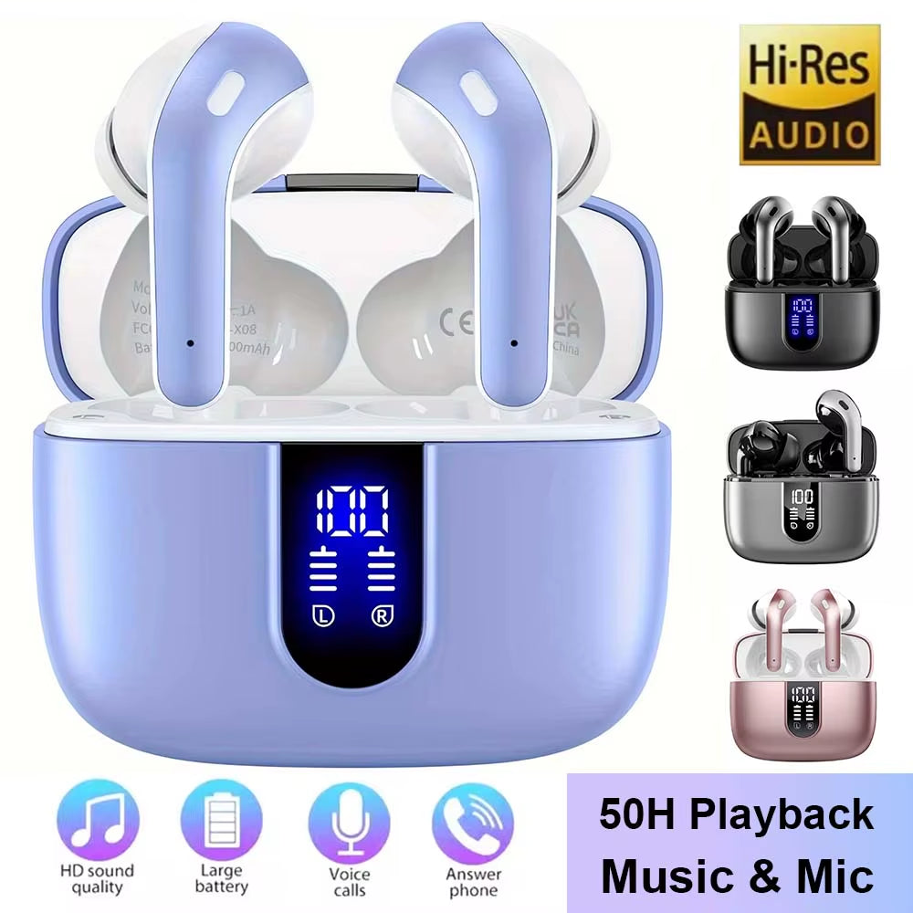 TWS LED Display Wireless Earbuds 50H Playback Mic Sport in Ear Buds Bluetooth Earphone for Smart Phone Laptop Computer