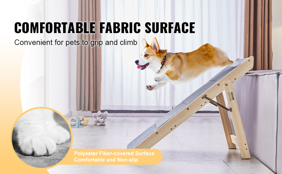 VEVOR Wooden Pet Steps and Ramp Combo 2-in-1 Design Foldable Access for Beds Steps Structure for Pets of Small to Large Size